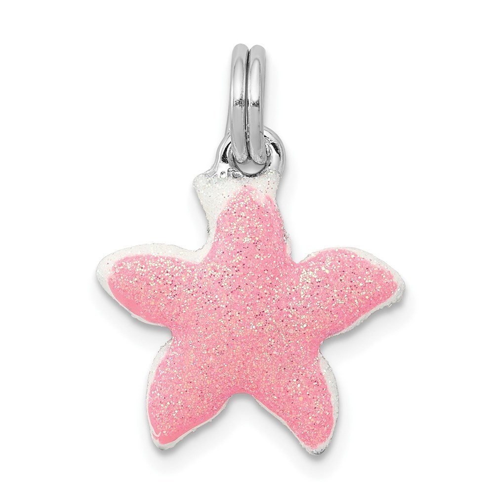 925 Sterling Silver Enameled Sparkle Starfish Necklace Charm Pendant